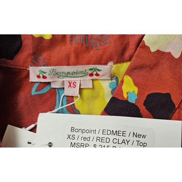 Bonpoint Edmee Blouse Red Clay Floral Pattern Women's XS - Picture 3 of 6